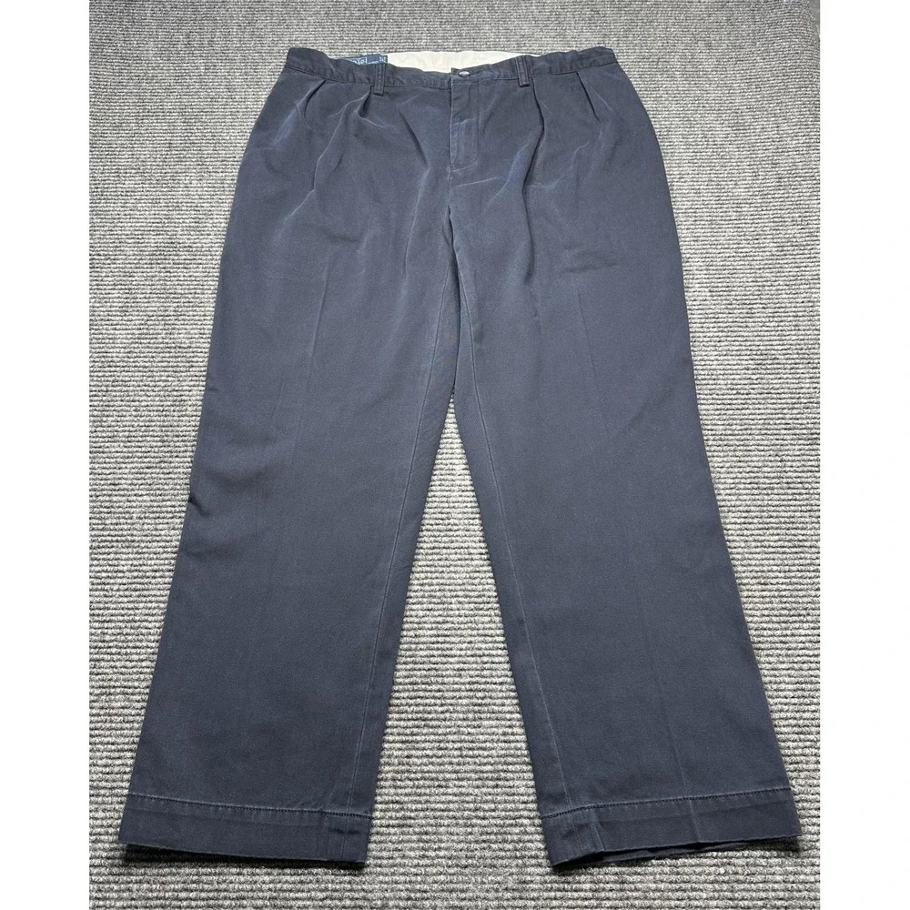 Polo Ralph Lauren Pants Mens 38x30* Blue Ethan Pant Chino Pleated Red Pony Twill
